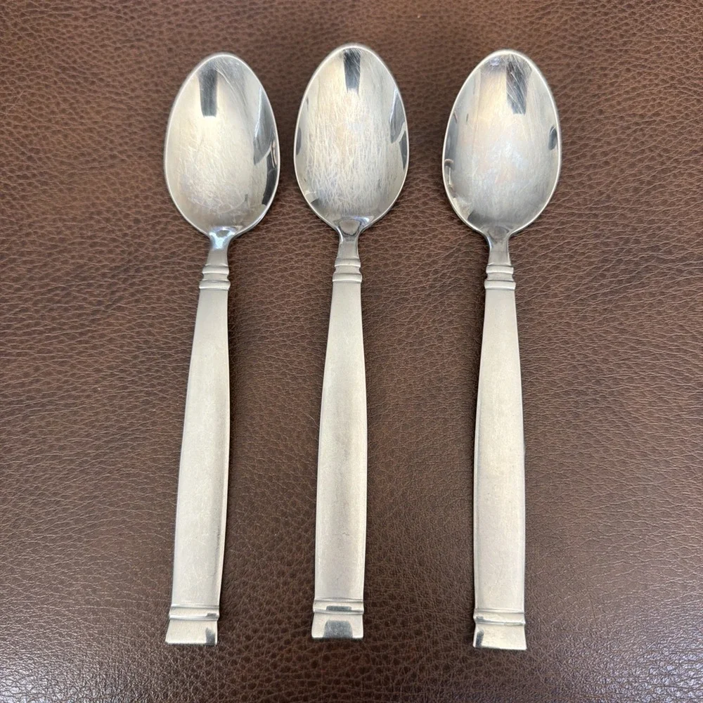 Cambridge 3pc Stainless Steel Silver Flatware Teaspoons Glossy/Matte Banded